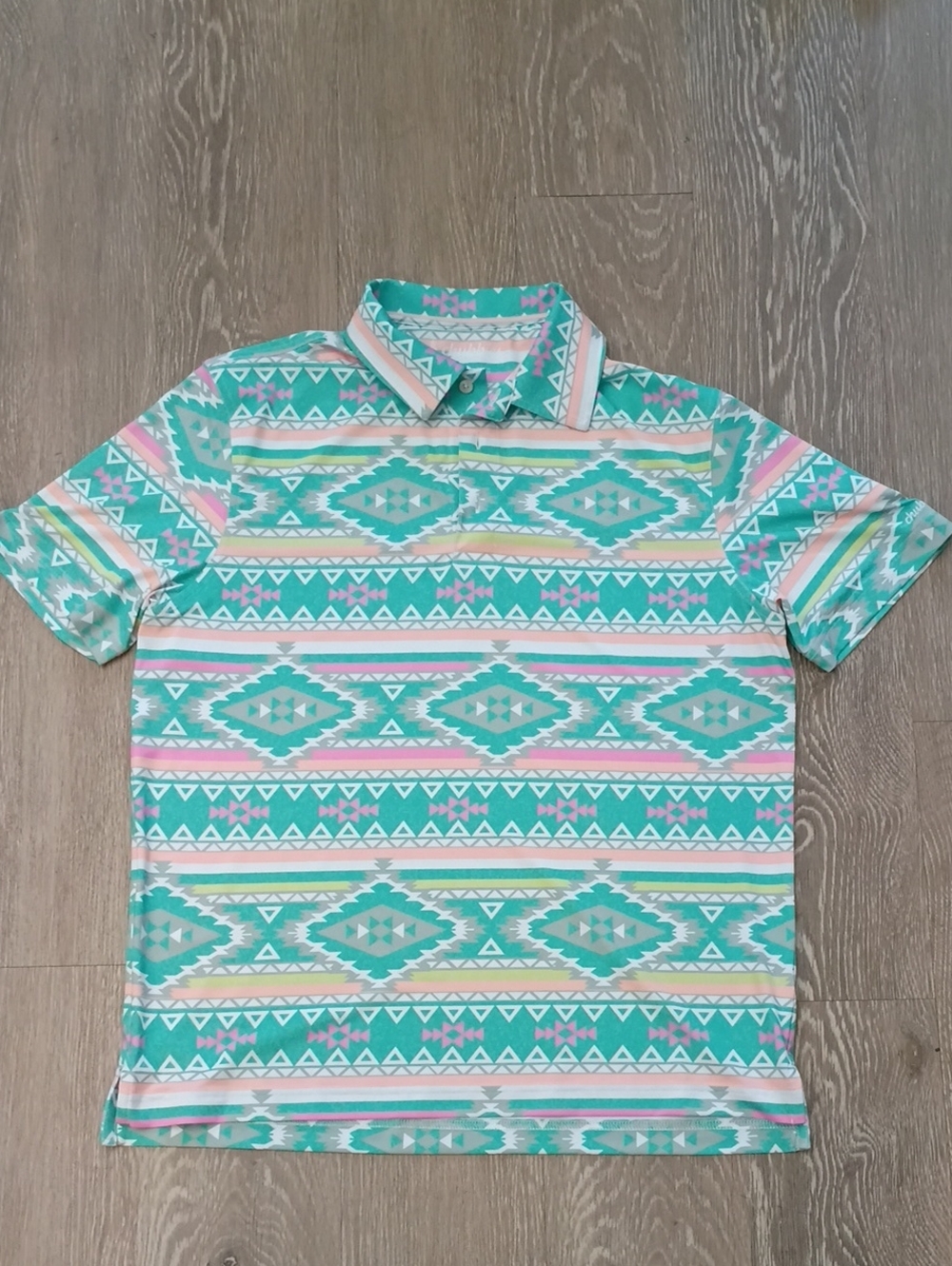 chubbies Men's Aztec Polo - Mint & Pink